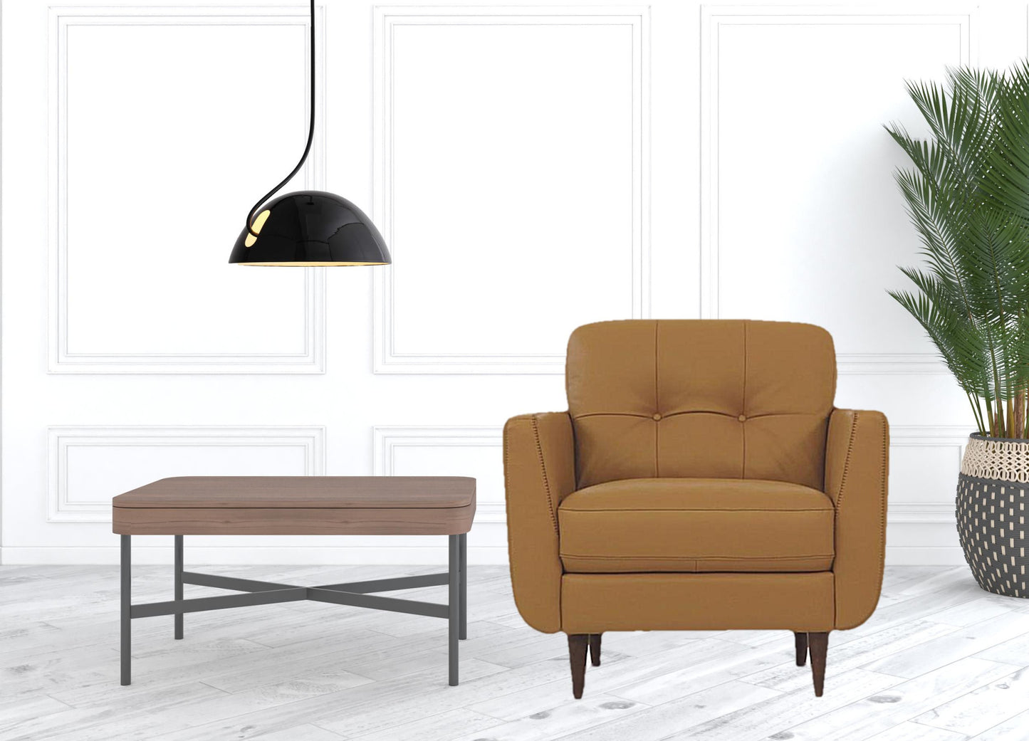 Camel Genuine Leather Arm Chair