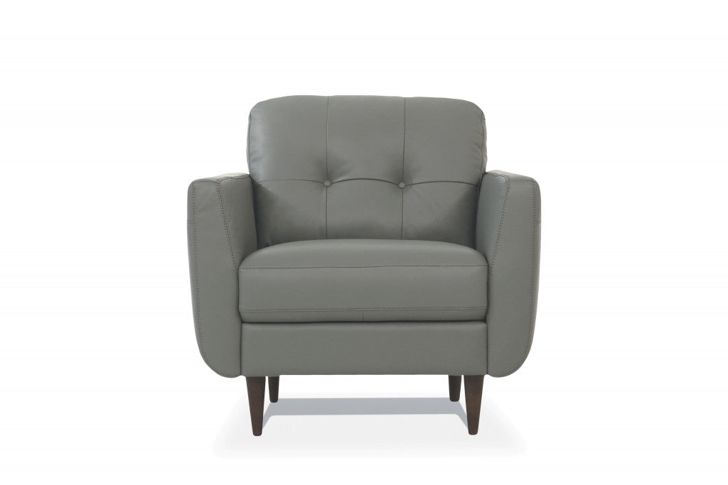 Gray Genuine Leather Arm Chair