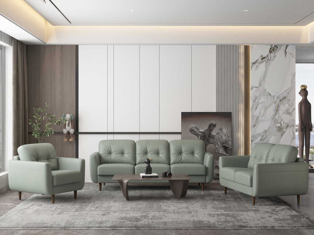 Gray Genuine Leather Arm Chair