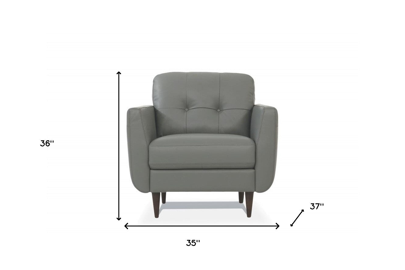 Gray Genuine Leather Arm Chair