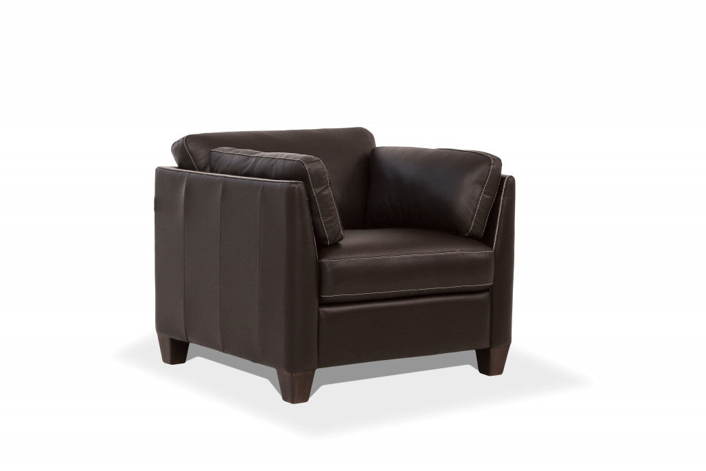 Chocolate & Black Genuine Leather Arm Chair