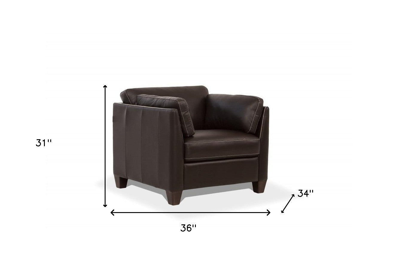 Chocolate & Black Genuine Leather Arm Chair