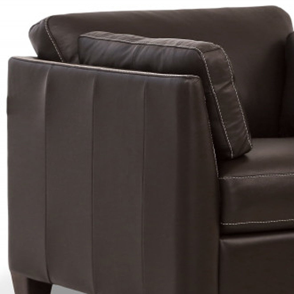 Chocolate & Black Genuine Leather Arm Chair