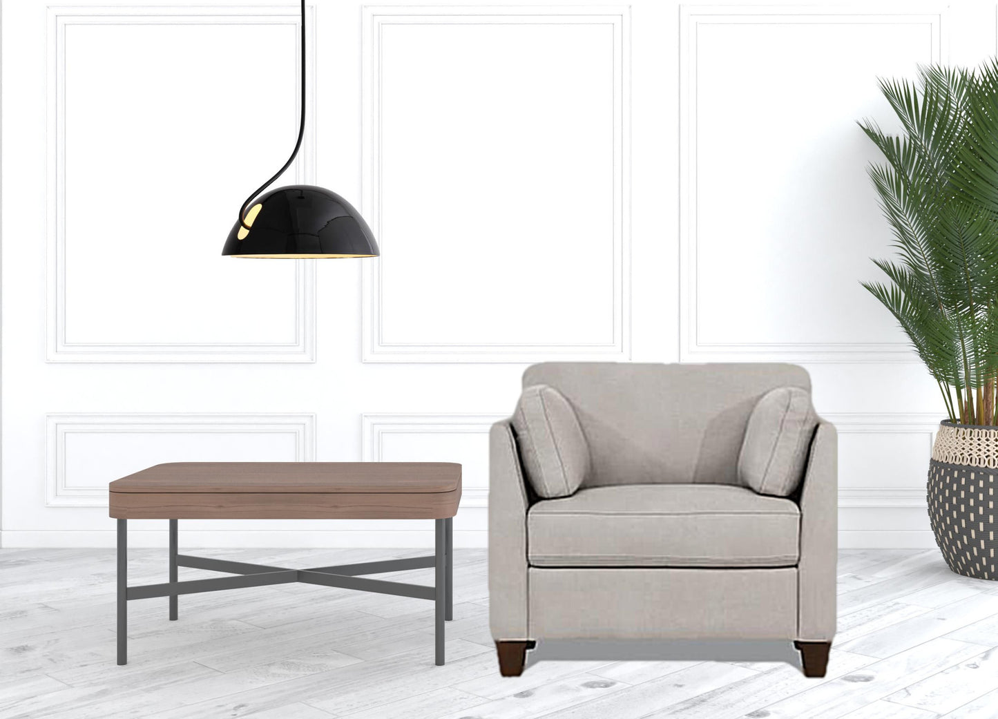 White & Black Genuine Leather Arm Chair