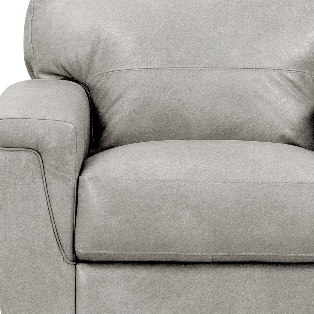 Gray & Brown Genuine Leather Arm Chair