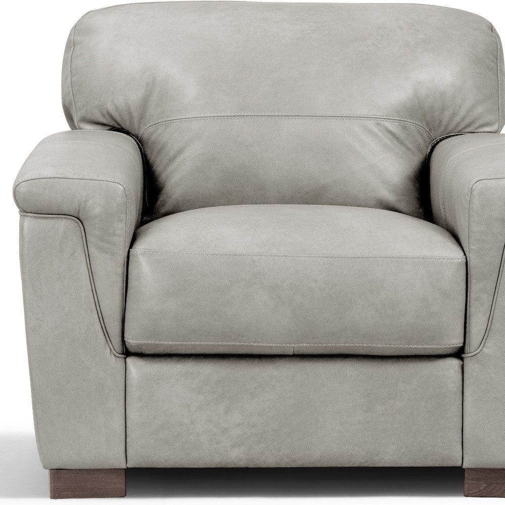 Gray & Brown Genuine Leather Arm Chair