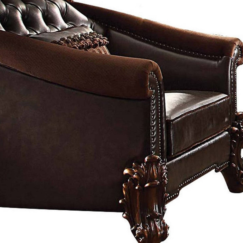 Dark Brown Faux Leather Chesterfield Chair