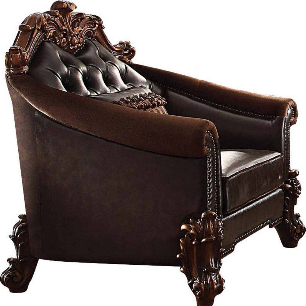 Dark Brown Faux Leather Chesterfield Chair