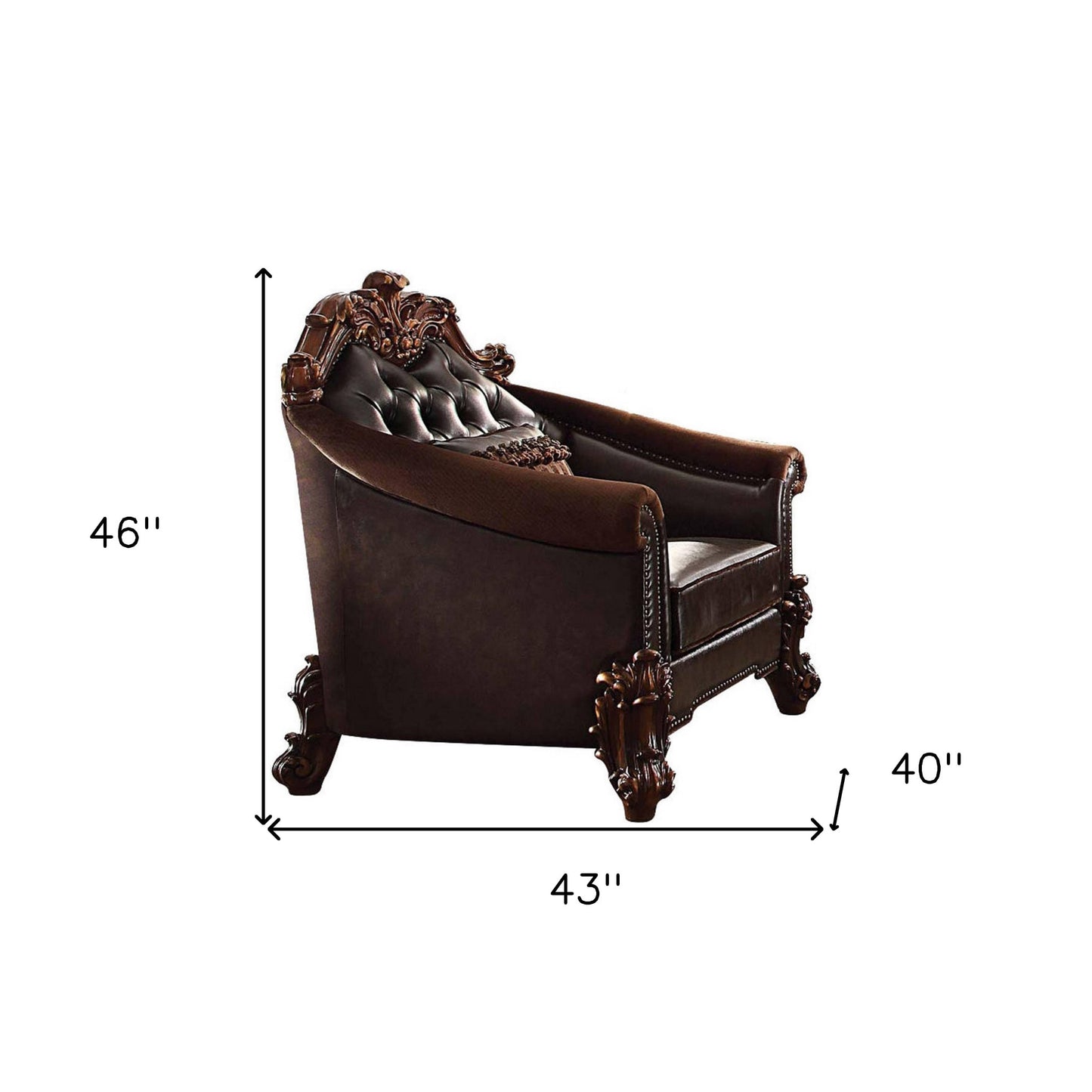 Dark Brown Faux Leather Chesterfield Chair