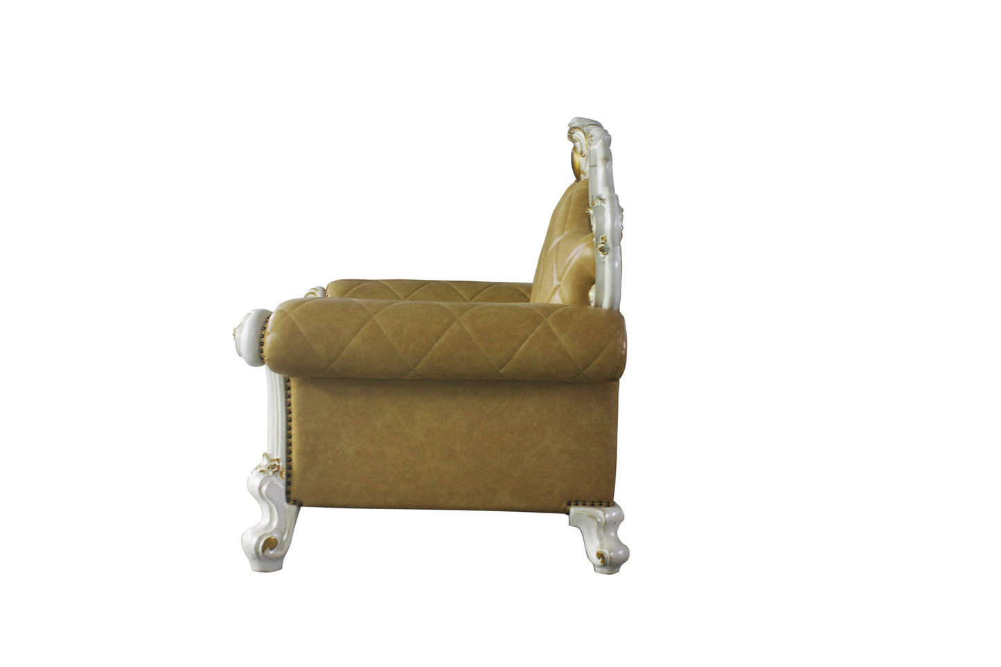 Beige & Pearl Faux Leather Arm Chair