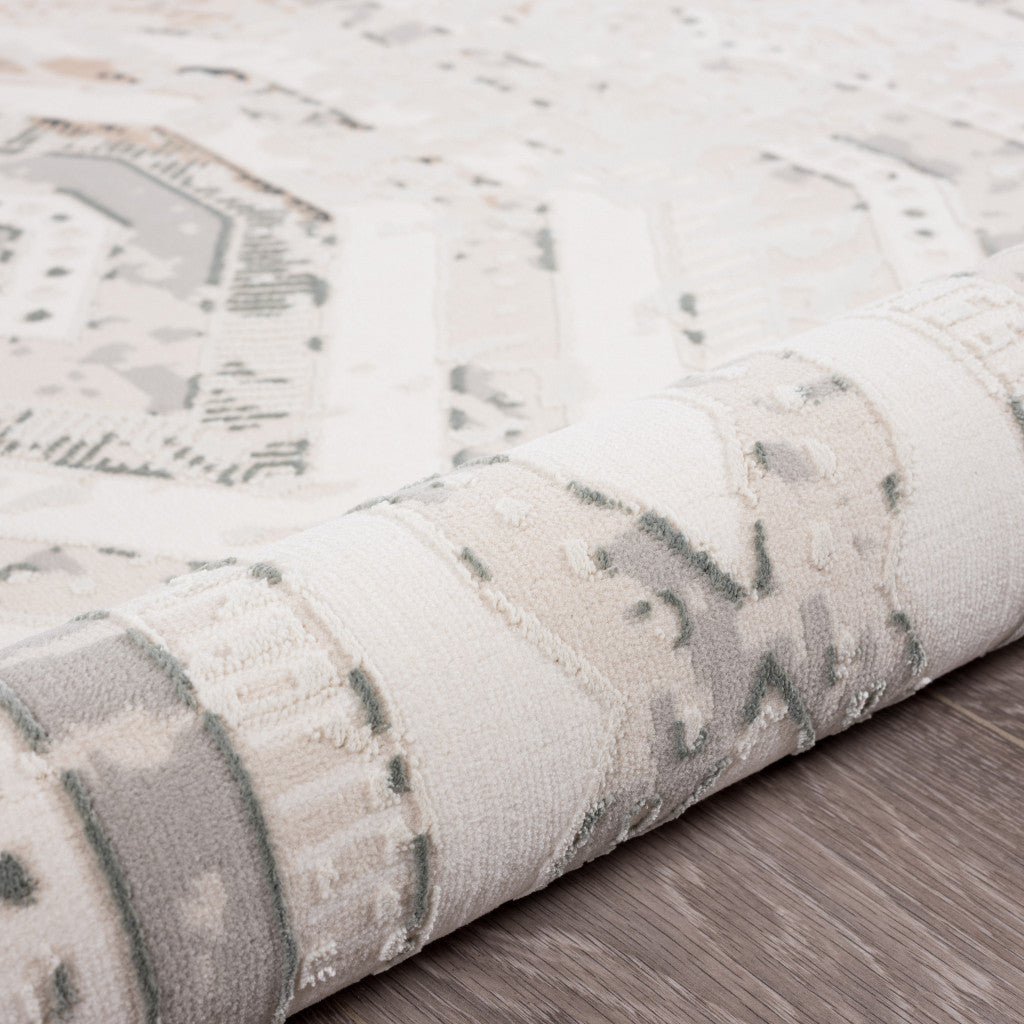 8 x 10 Cream Distressed Rug