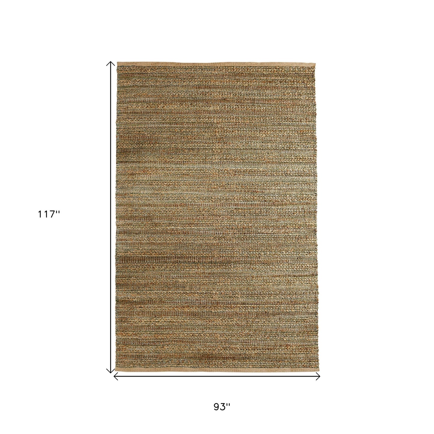 8 x 10 Green Hand Woven Non Skid Rug