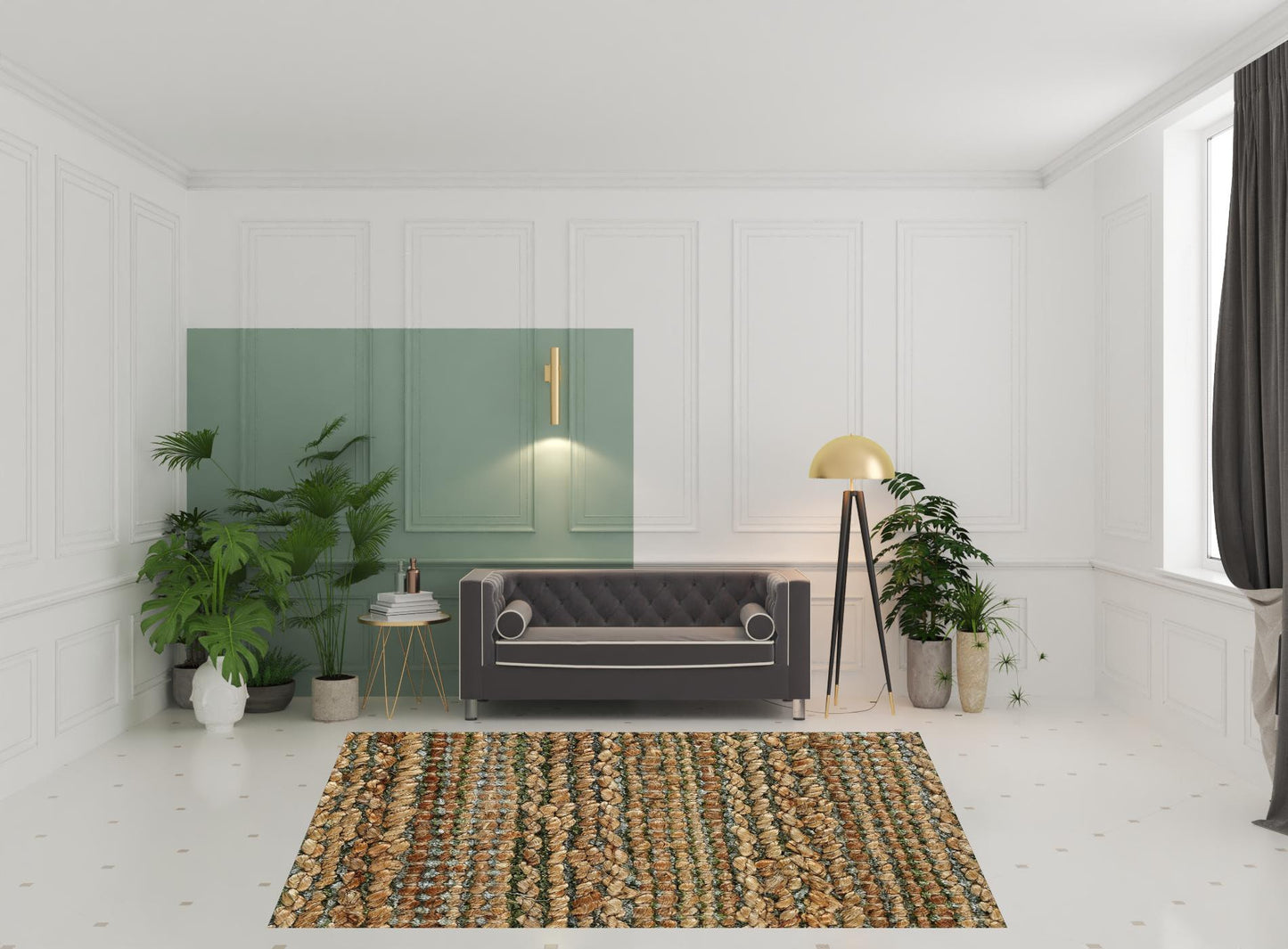 8 x 10 Green Hand Woven Non Skid Rug
