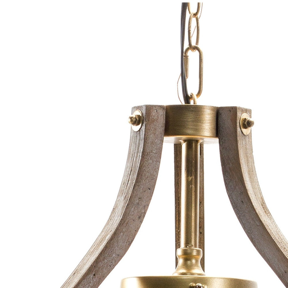 Gold Unique Statement Wood Ceiling Light