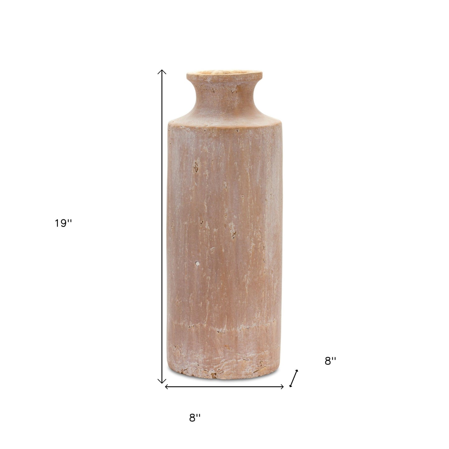Beige Terracotta Cylinder Floor Vase