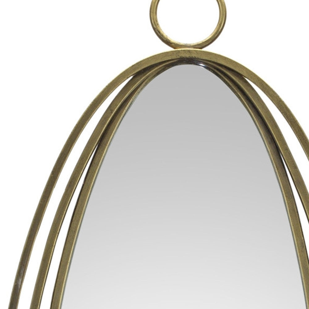 Gold Oval Metal Framed Accent Mirror