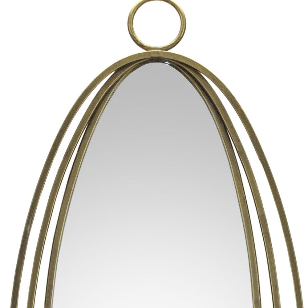 Gold Oval Metal Framed Accent Mirror