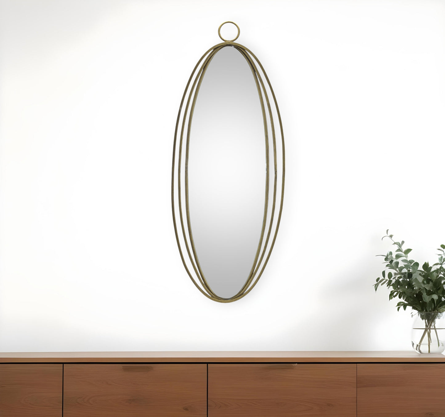 Gold Oval Metal Framed Accent Mirror