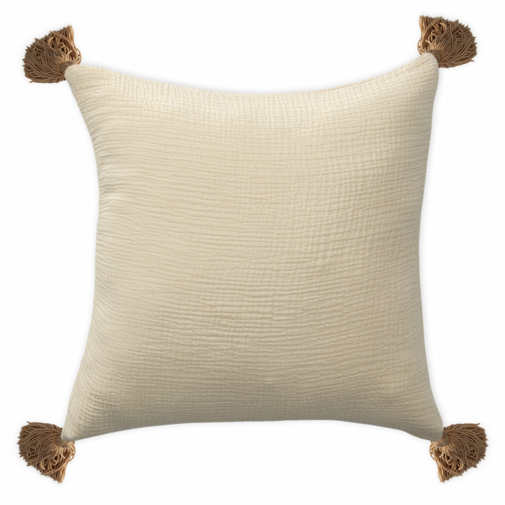 Light Beige & Dark Beige 100% Cotton Pillow