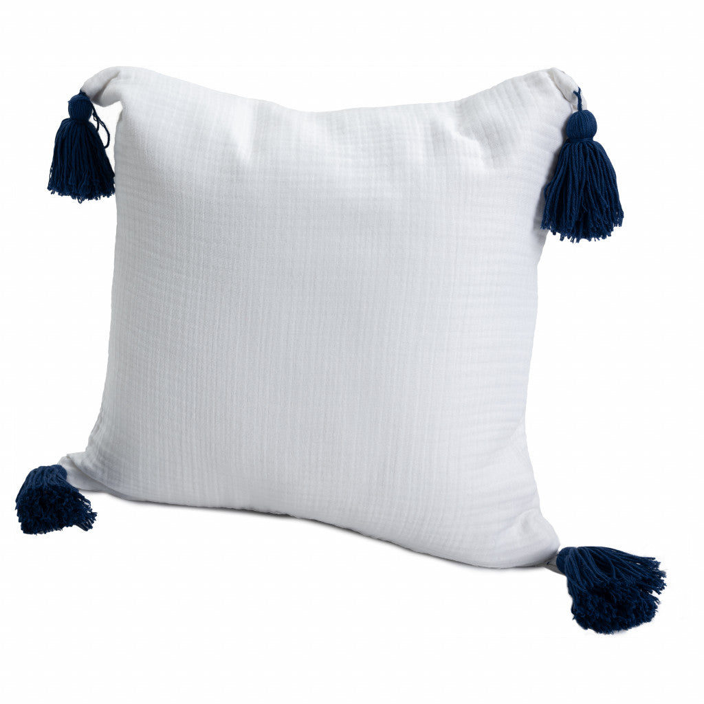 White & Blue 100% Cotton Pillow