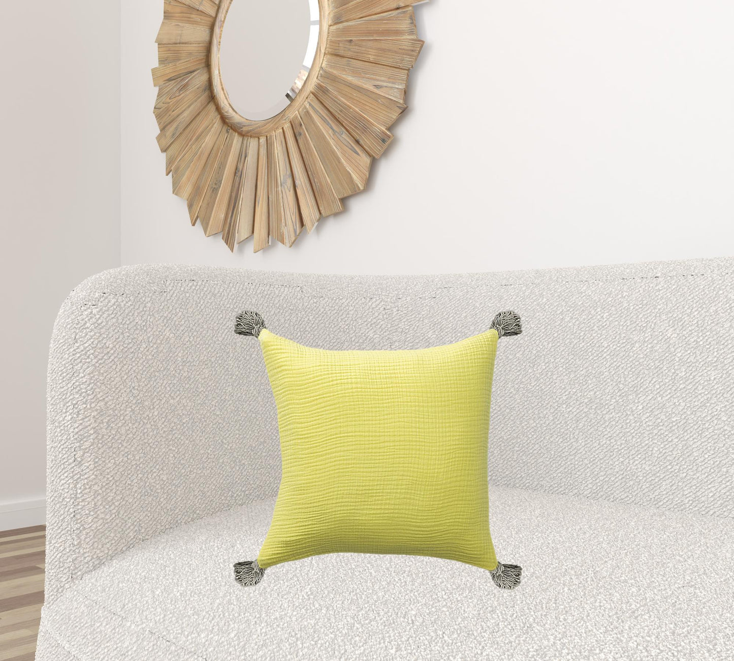 Yellow & Gray 100% Cotton Pillow