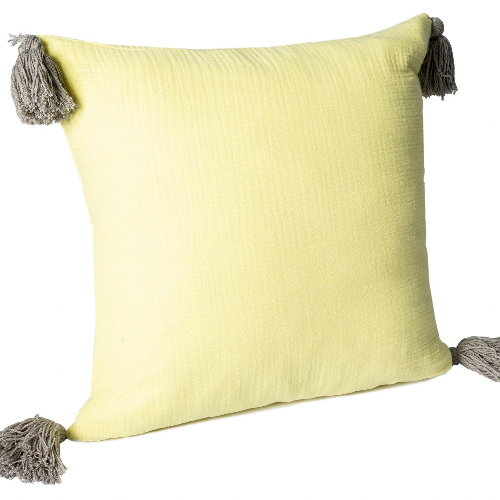 Yellow & Gray 100% Cotton Pillow