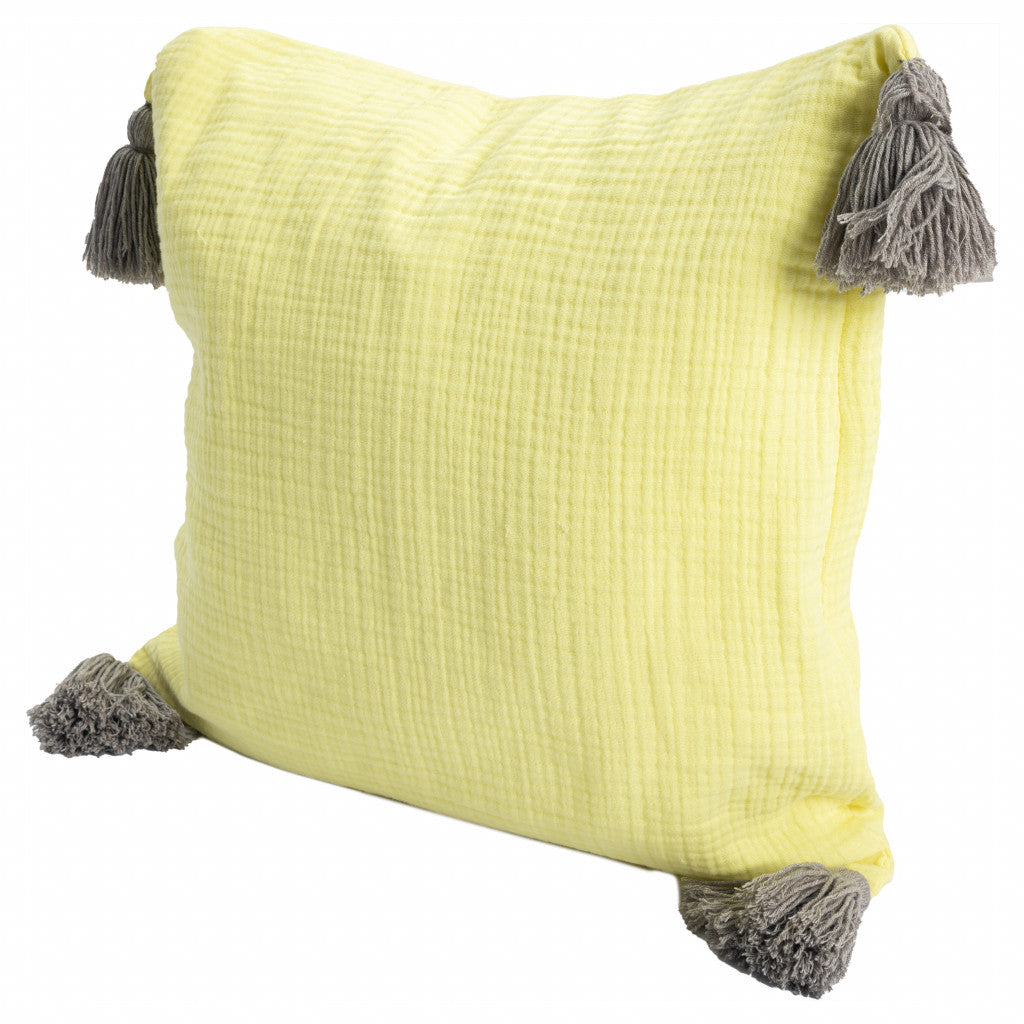 Yellow & Gray 100% Cotton Pillow