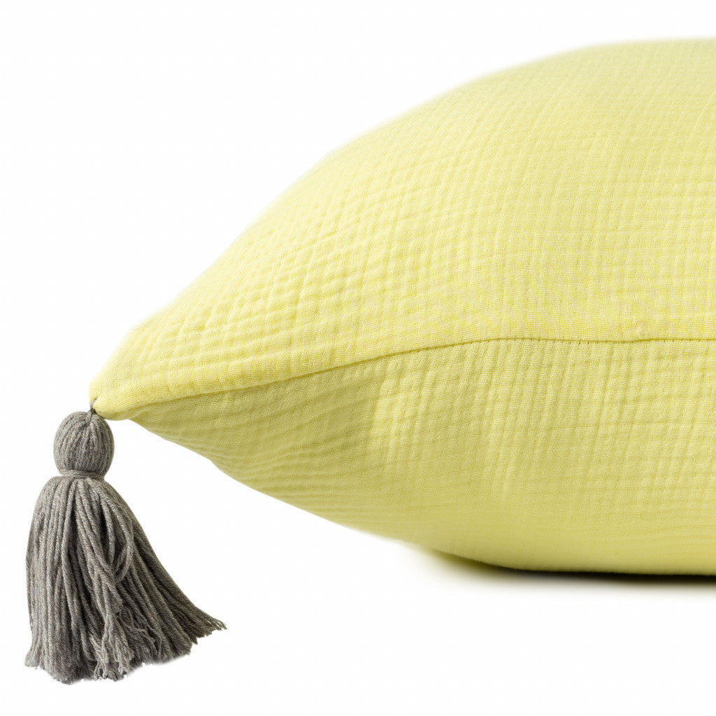Yellow & Gray 100% Cotton Pillow