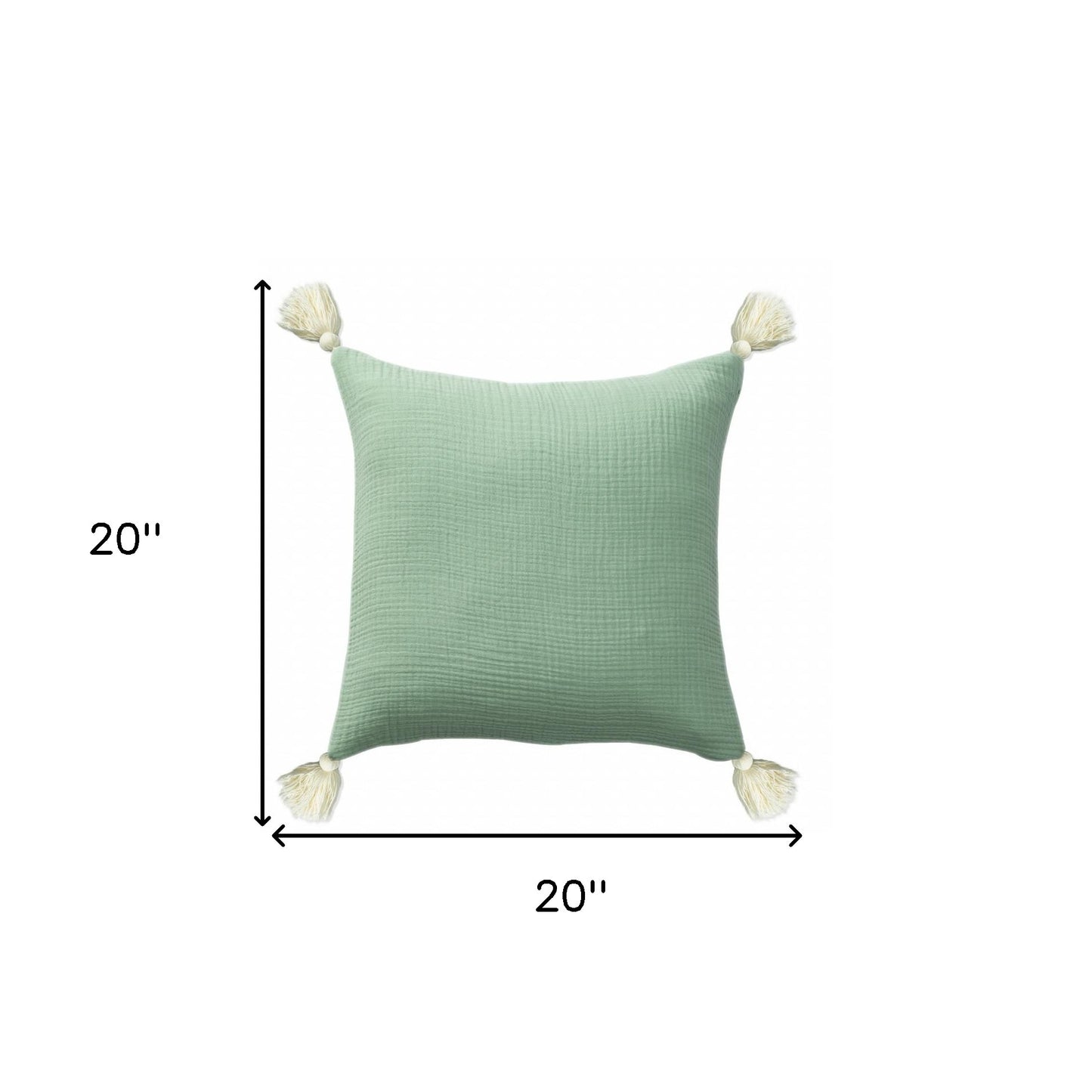 Green & Ivory 100% Cotton Pillow
