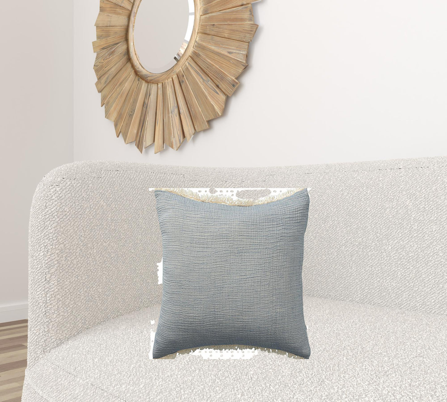 Blue Gray & Cream 100% Cotton Pillow