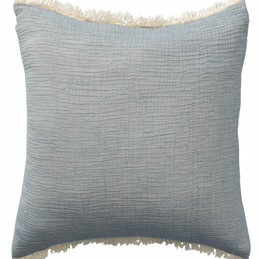 Blue Gray & Cream 100% Cotton Pillow