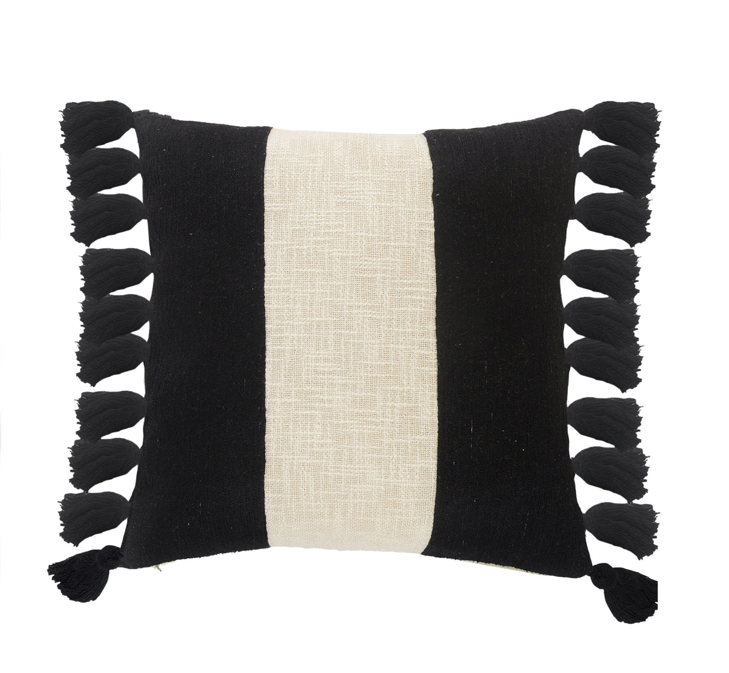 Black & Ivory 100% Cotton Striped Pillow