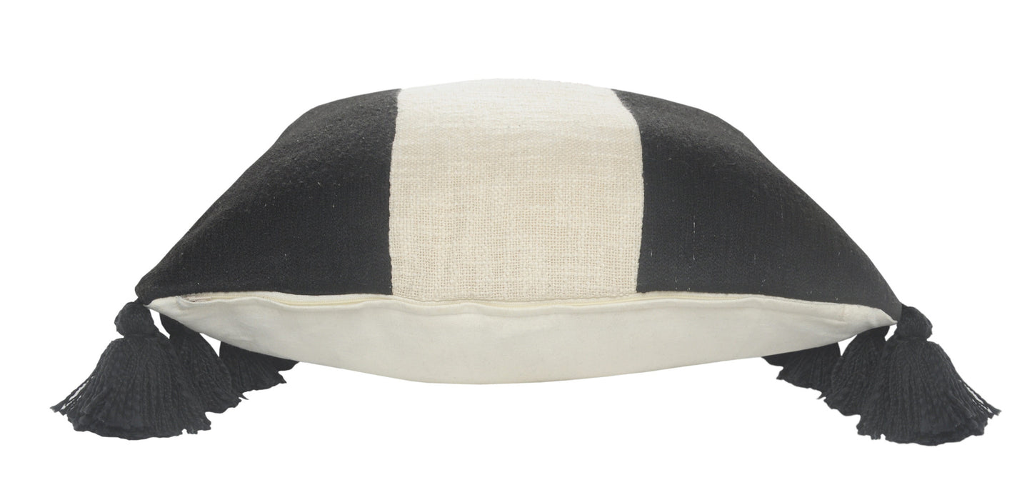 Black & Ivory 100% Cotton Striped Pillow