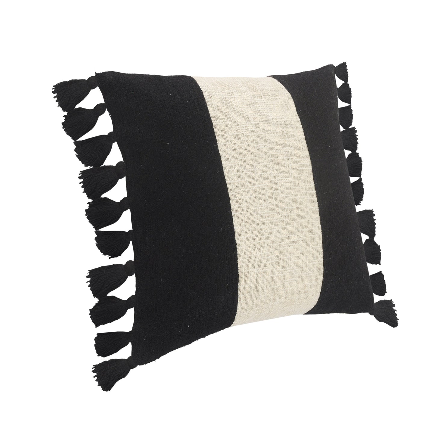 Black & Ivory 100% Cotton Striped Pillow