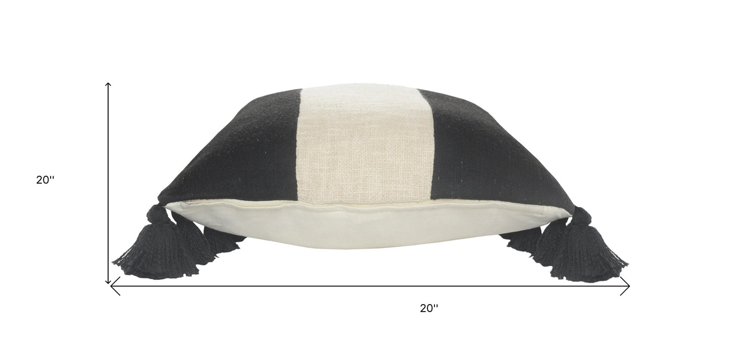 Black & Ivory 100% Cotton Striped Pillow