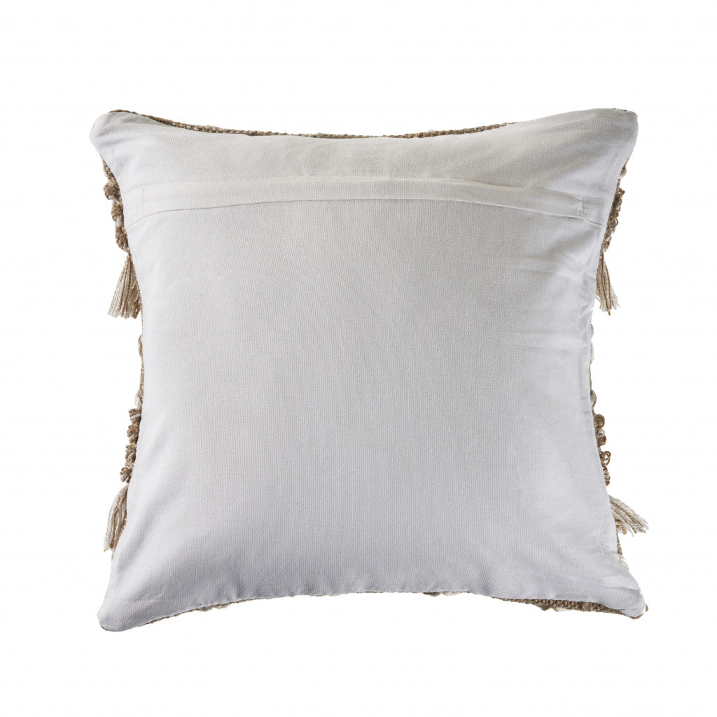 Beige & White Geometric Pillow