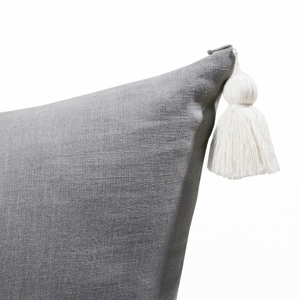 Slate Gray Linen Striped Pillow