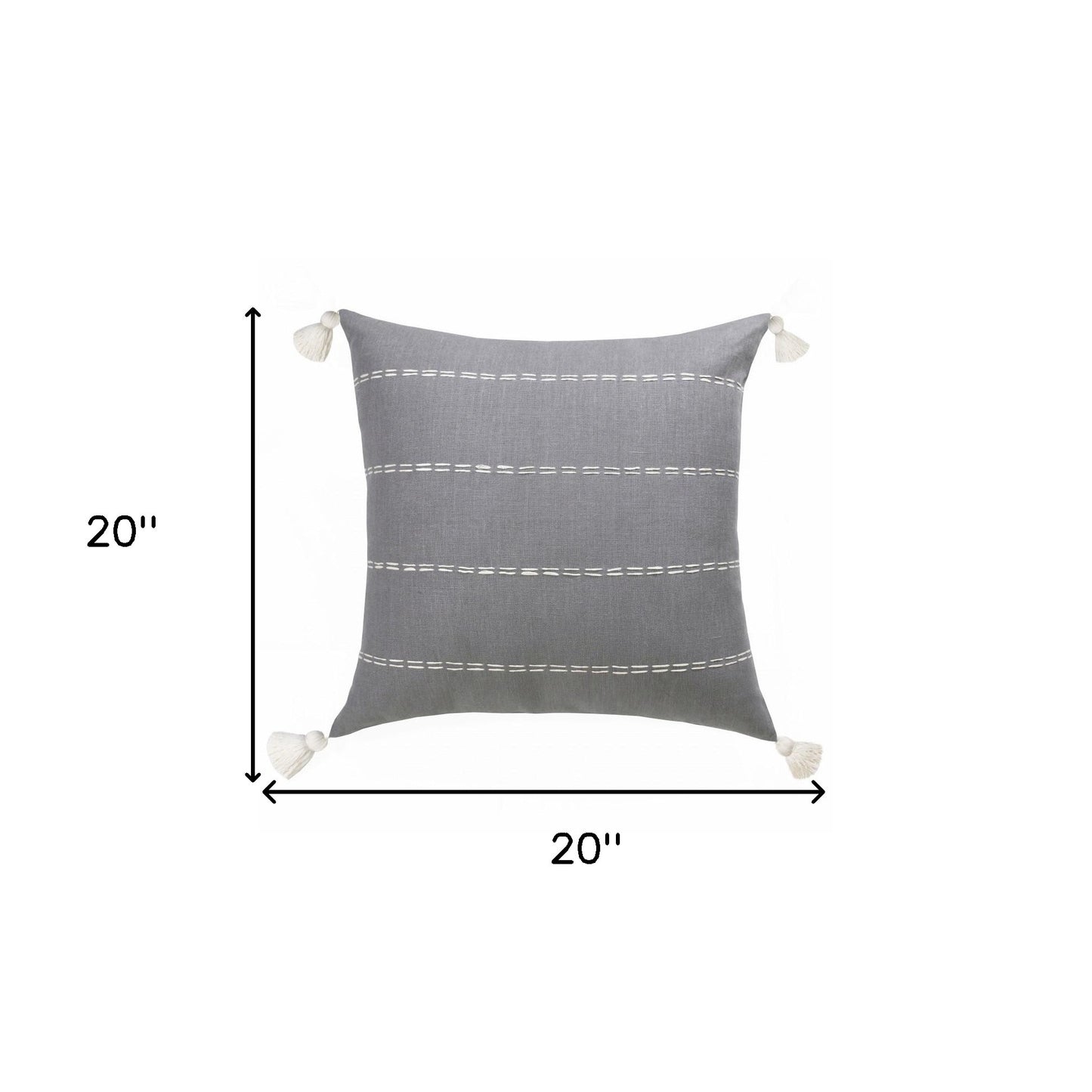Slate Gray Linen Striped Pillow