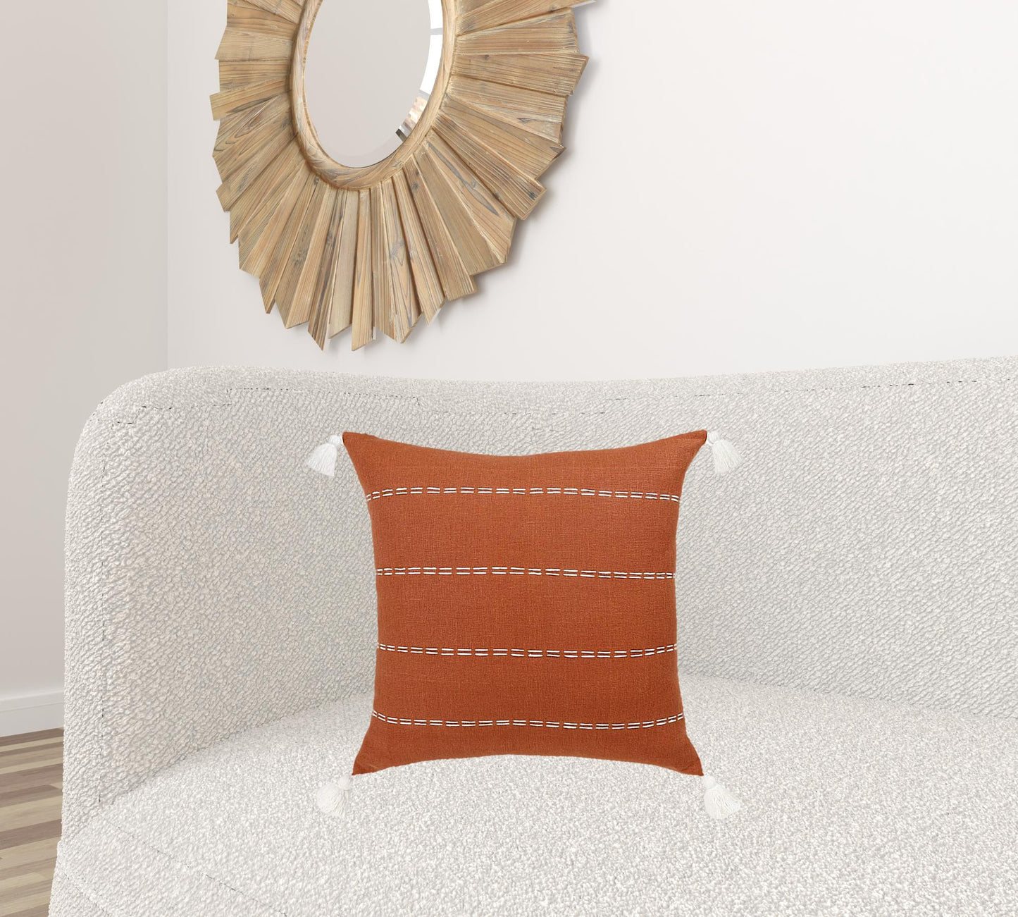 Rust Linen Striped Pillow