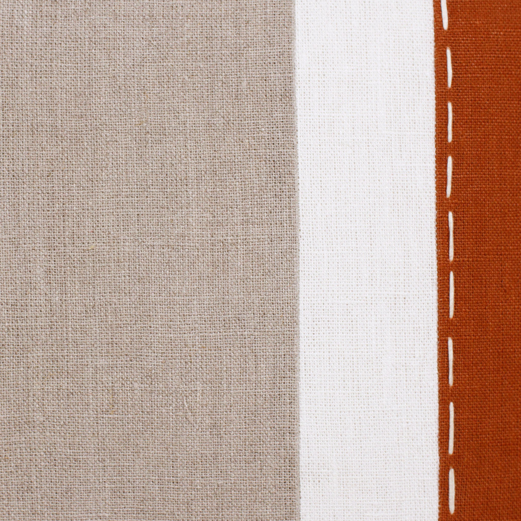 Rust & Gray Linen Striped Pillow