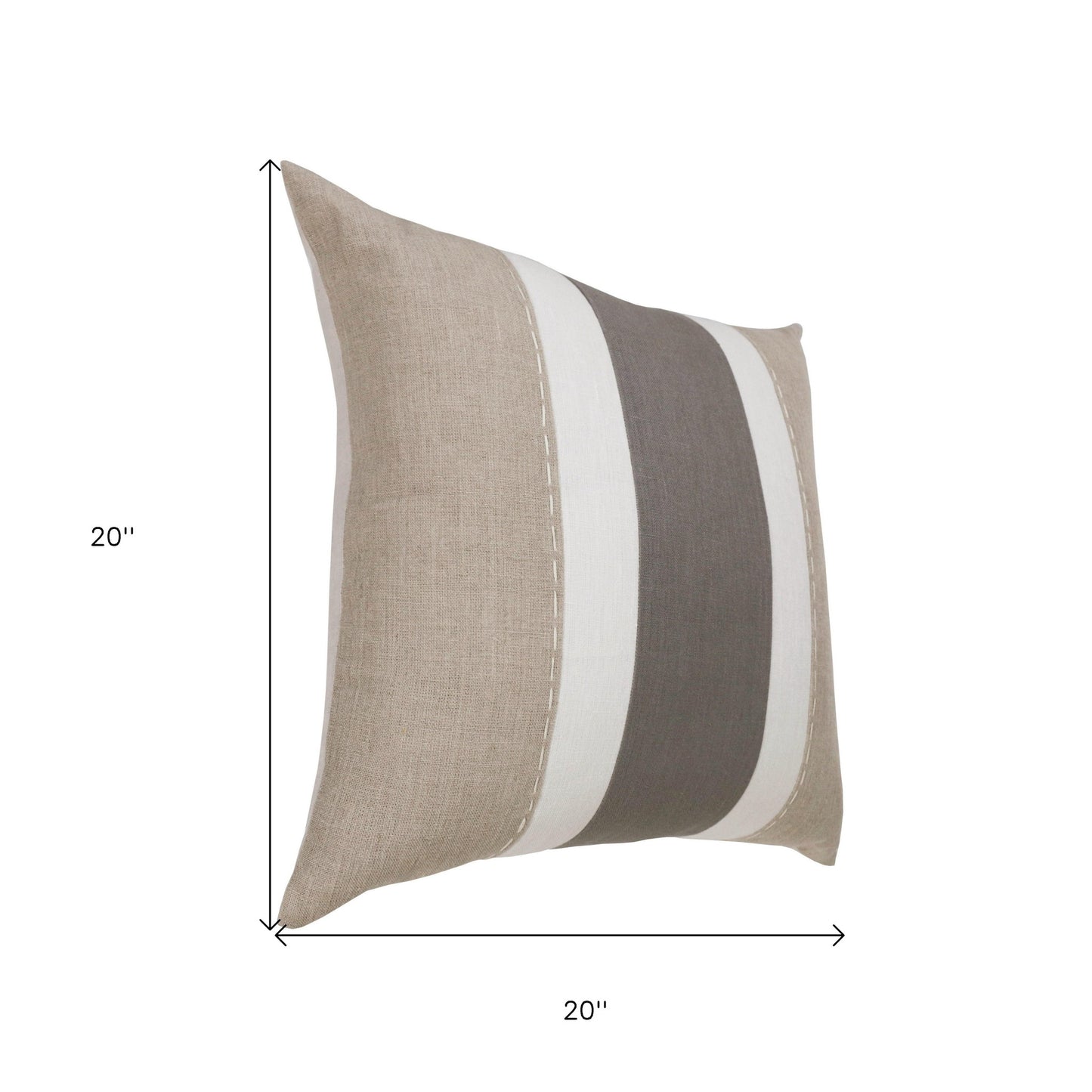 Gray & Tan Linen Striped Pillow