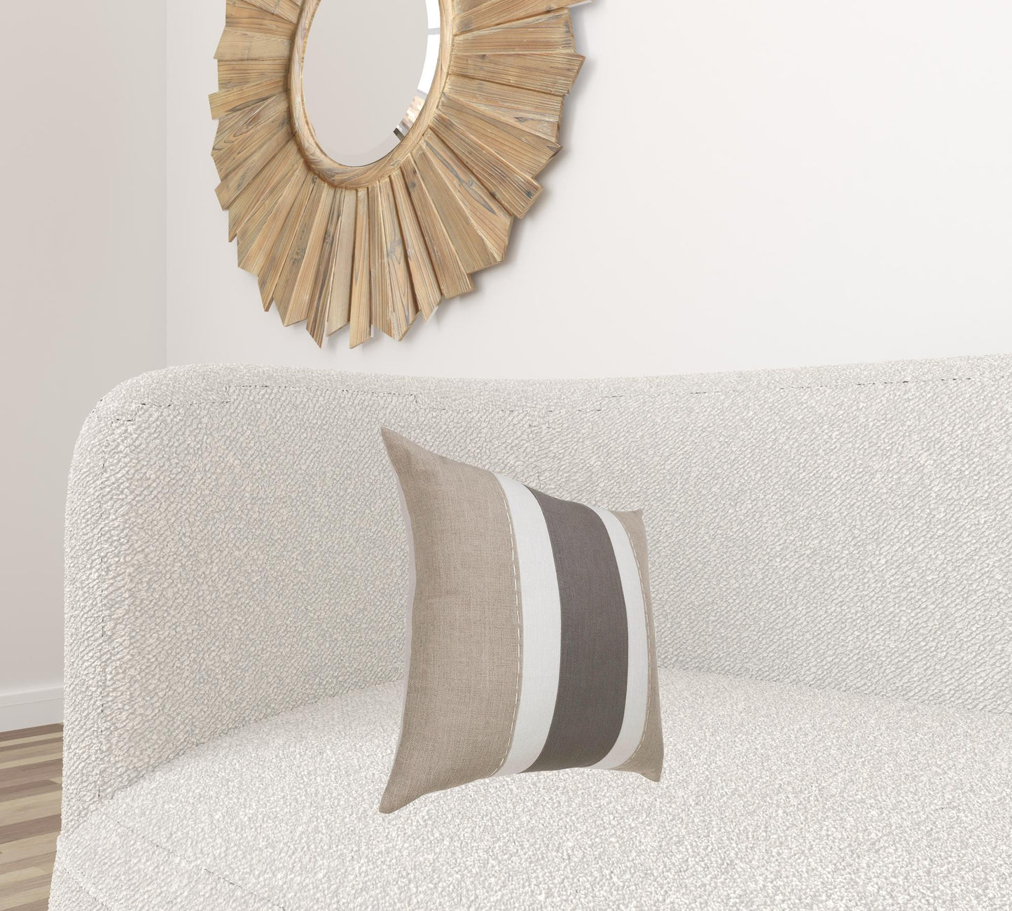 Gray & Tan Linen Striped Pillow