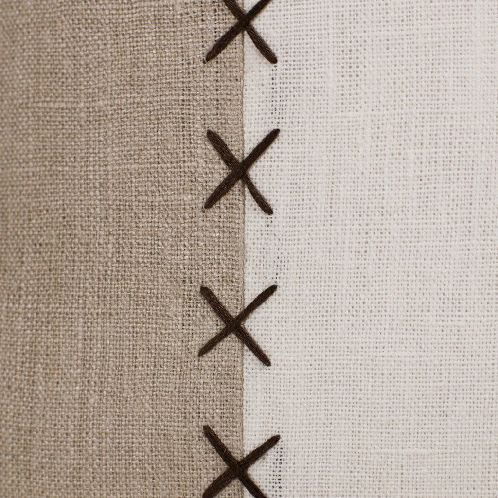 Gray & Tan Linen Patchwork Pillow