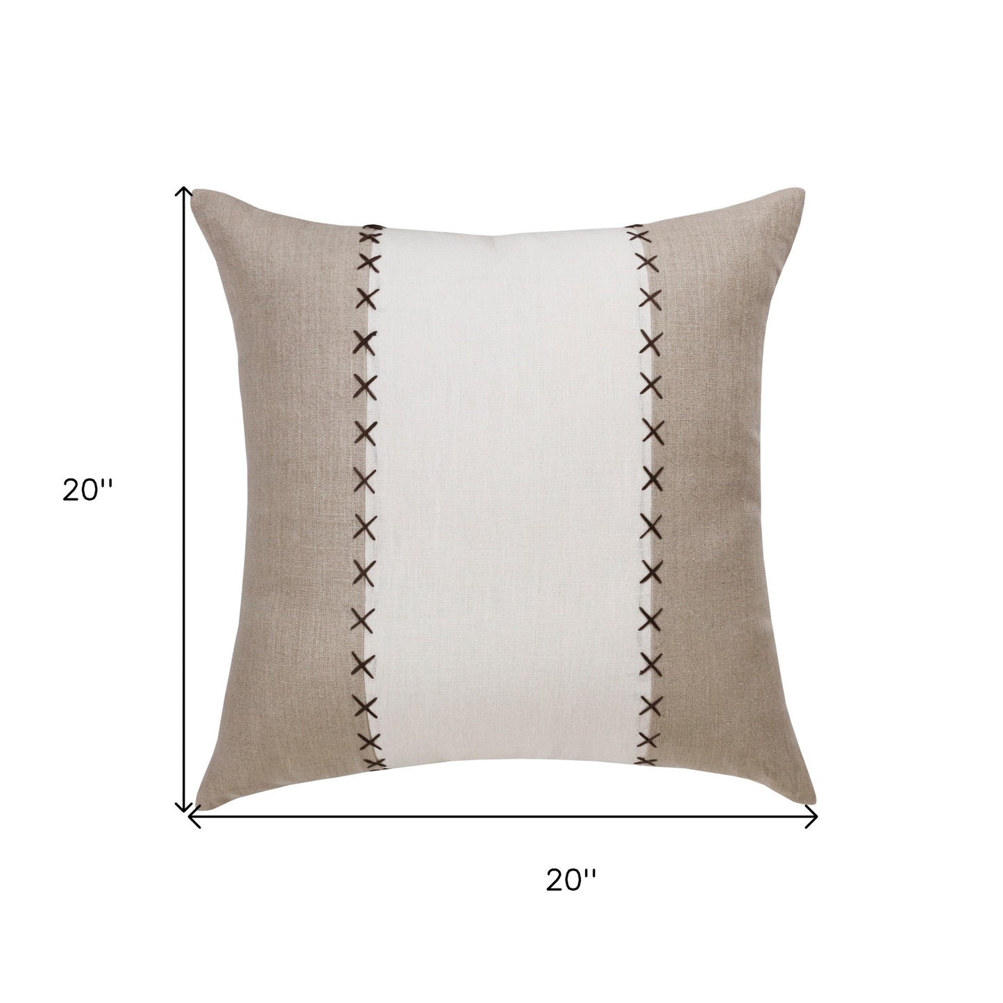 Gray & Tan Linen Patchwork Pillow