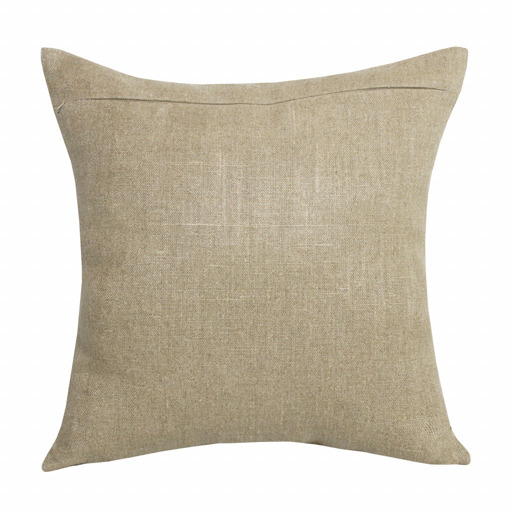 Beige & Brown Linen Striped Pillow