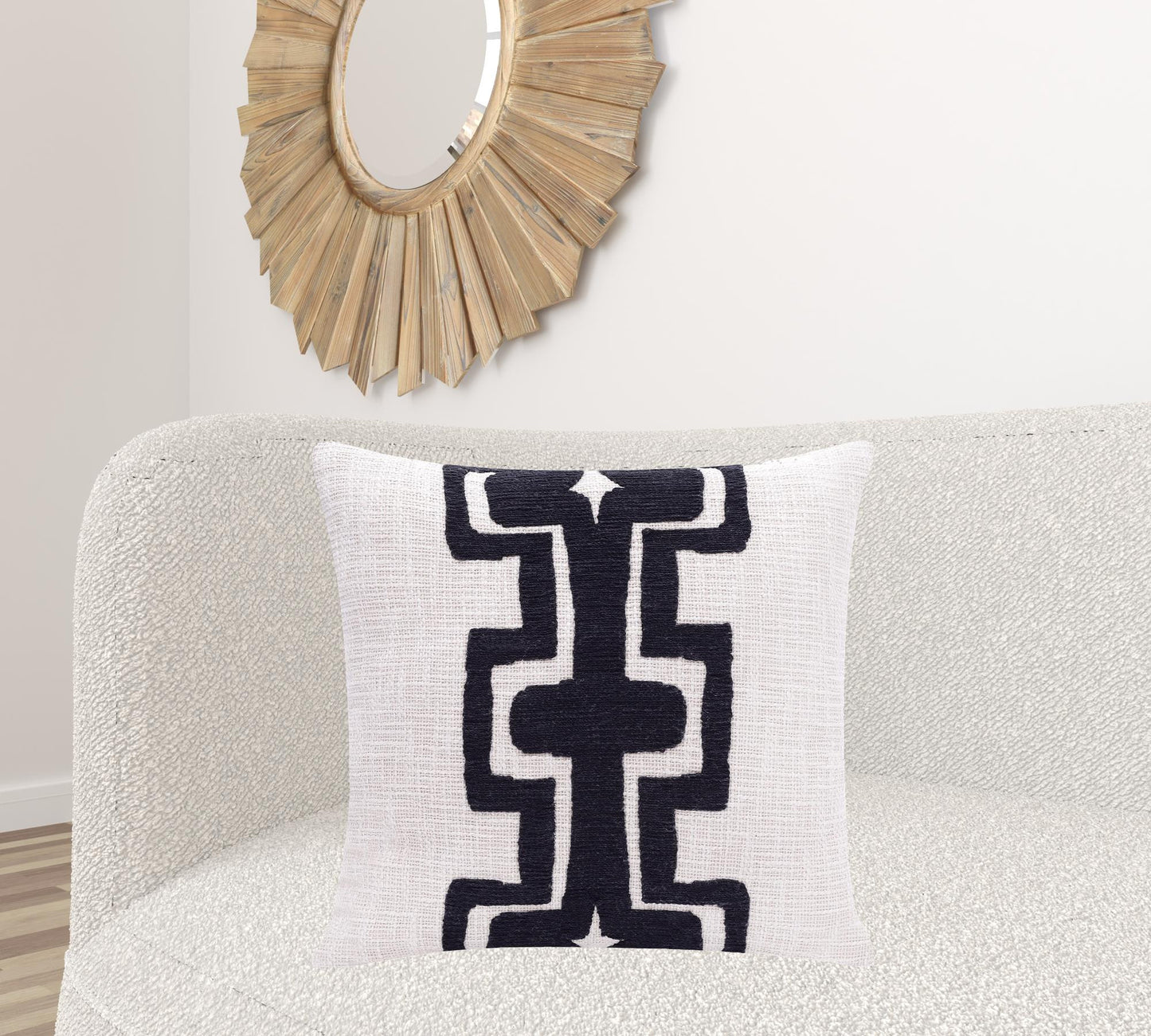 Black & Ivory 100% Cotton Geometric Pillow