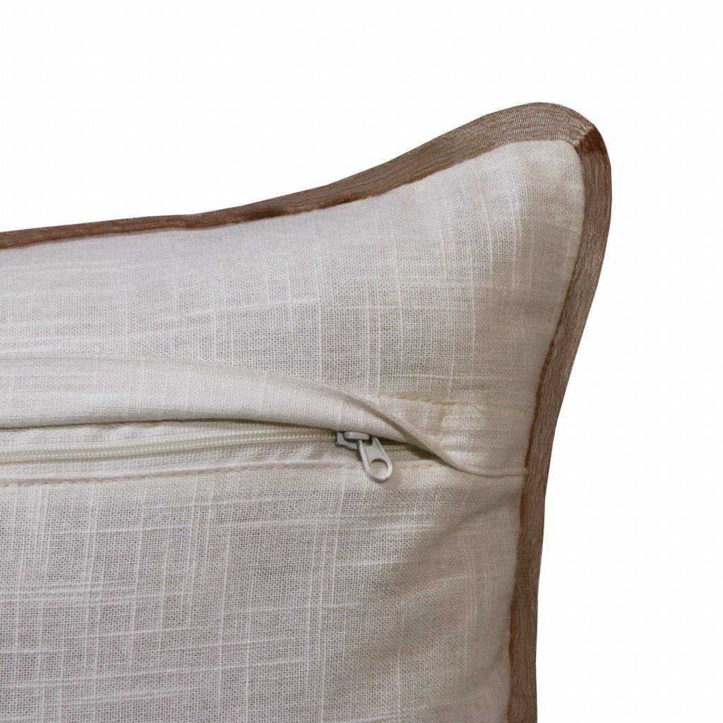Gray & Copper 100% Cotton Geometric Pillow