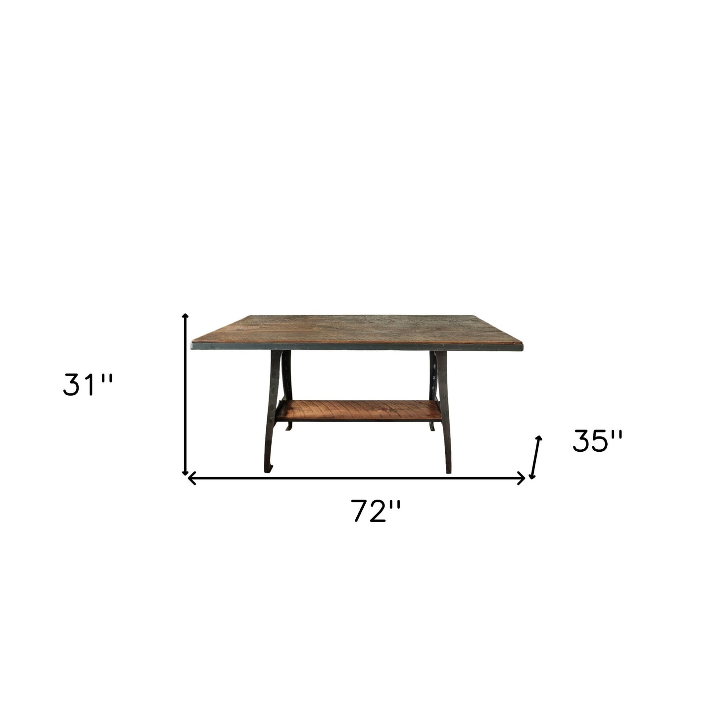 Brown And Black Solid Wood And Steel Sled Base Dining Table