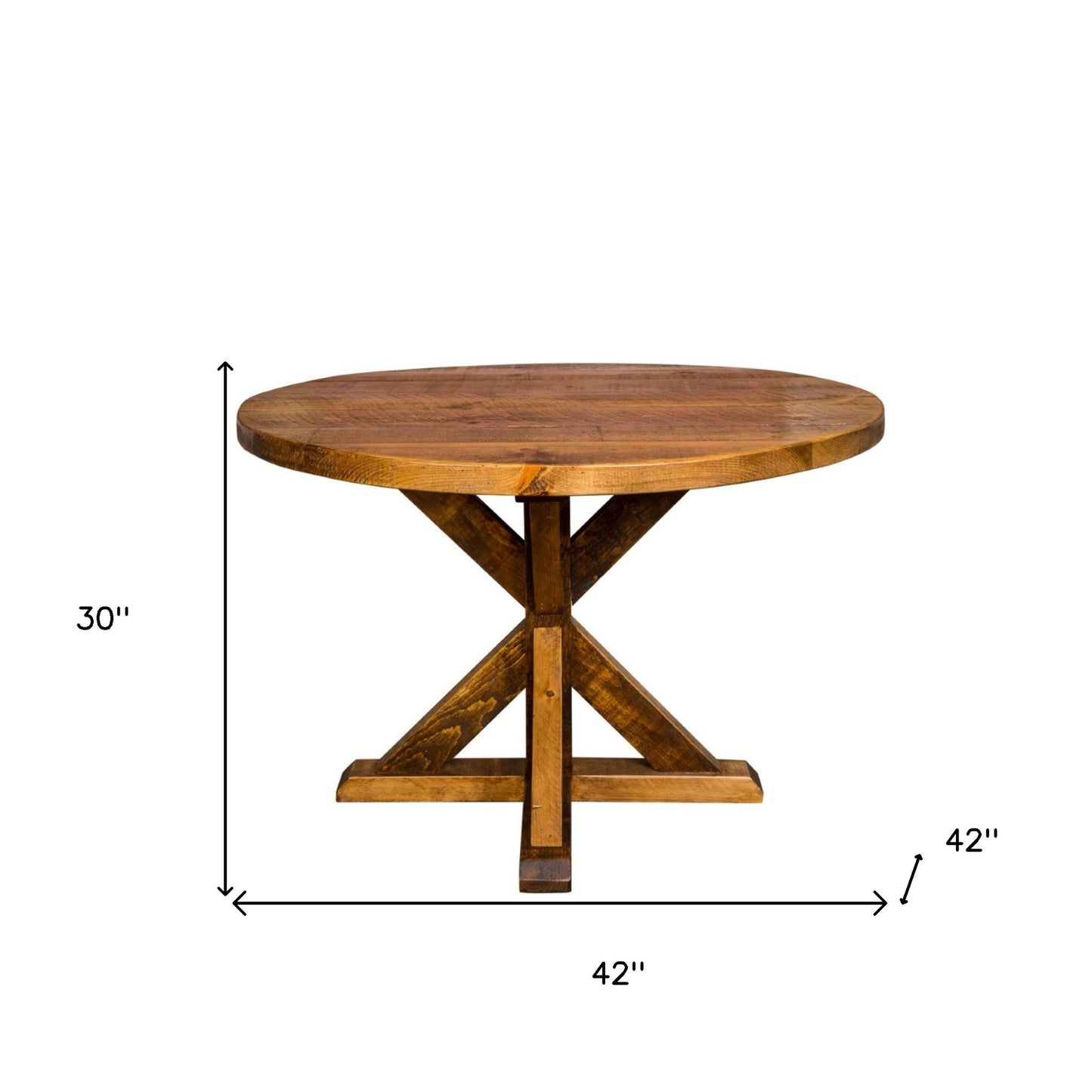 Brown Rounded Solid Wood Trestle Base Dining Table
