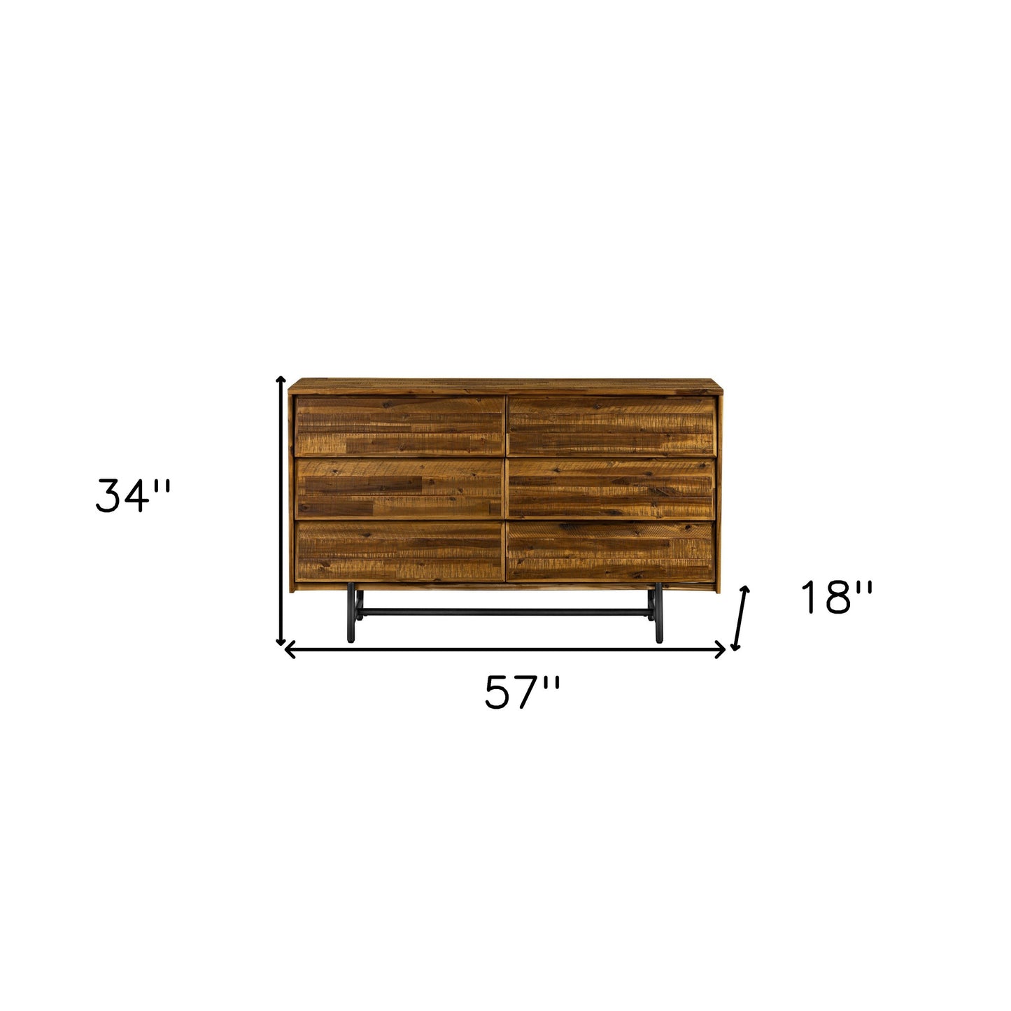 Brown and Black Solid Wood Six Drawer Double Dresser image 9